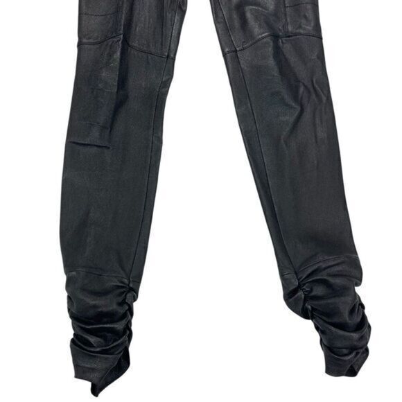 NOR Leather Pants Womens Size 30 Tall Black Ruffle Ankle Sexy Grunge Witchcore - Picture 4 of 14